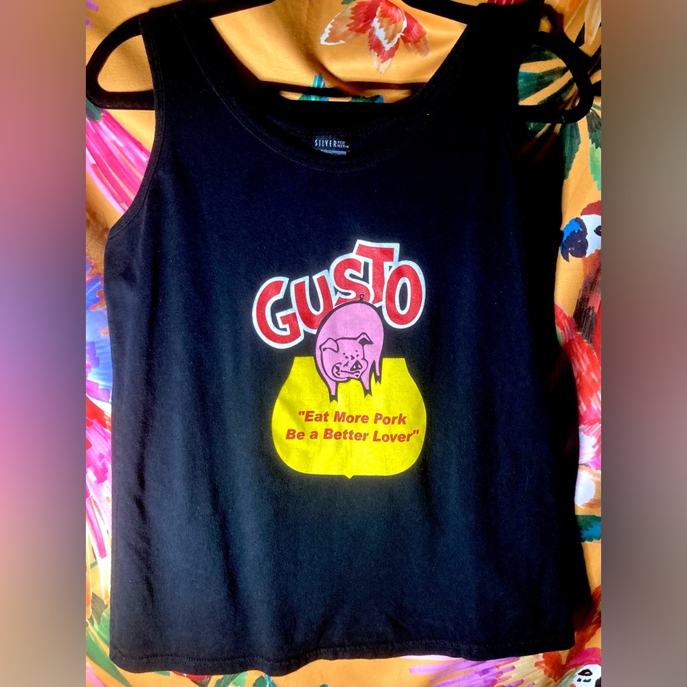 Vintage Eat More Pork Be A Better Lover Black Tank Top Size M